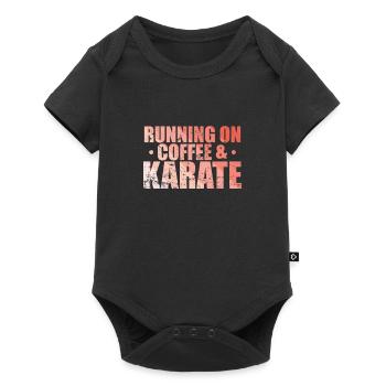 Courir au café et au karaté - Body à manches courtes Premium Bébé - noir - Devant