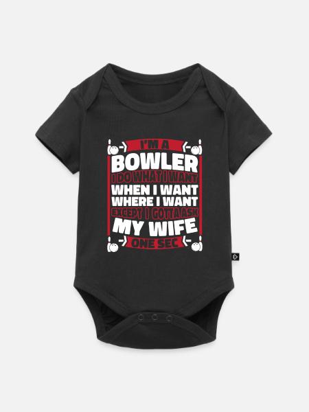 Bowling Bowlen Bowler - Baby Premium Kurzarmbody - Schwarz