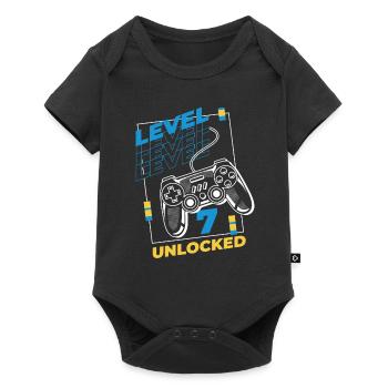 Gamer Gaming Level 7 Unlocked - Baby Premium short-sleeve bodysuit - black - Front