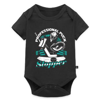 Hockey sur glace gardien de but Puck de gardien de but Rondelle de hockey - Body à manches courtes Premium Bébé - noir - Devant