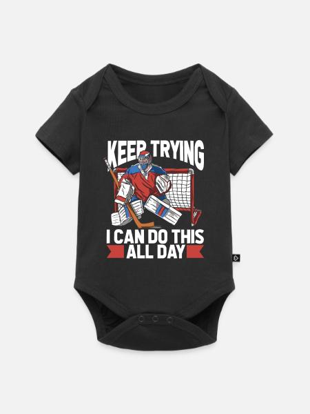 Eishockey Torwart - Baby Premium Kurzarmbody - Schwarz