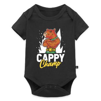 Capybara Wasserschwein - Baby Premium Kurzarmbody - Schwarz - Vorne