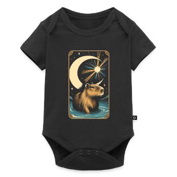 Capybara Wasserschwein Mond - Baby Premium Kurzarmbody - Schwarz - Vorne