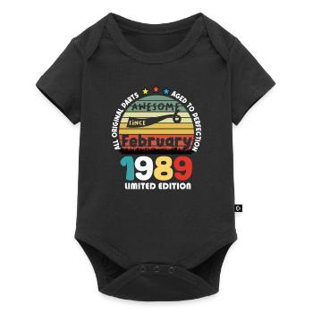 35 Years Old Made In 1989 Vintage February 1989 - Baby Premium short-sleeve bodysuit - black - Front