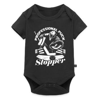 Hockey sur glace gardien de but Puck de gardien de but Rondelle de hockey - Body à manches courtes Premium Bébé - noir - Devant