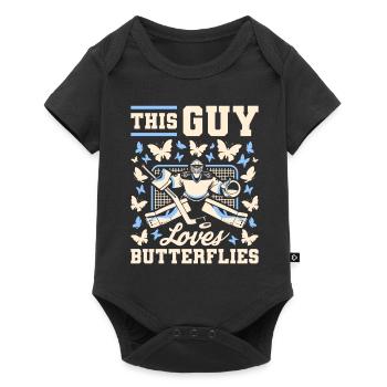 Gardien de but de hockey sur glace Gardien de but papillon - Body à manches courtes Premium Bébé - noir - Devant