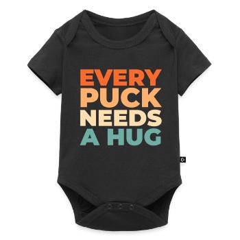 Eishockey Torwart Torwart Puck - Baby Premium Kurzarmbody - Schwarz - Vorne