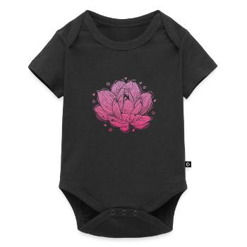 Lotus flower blooms on plant - Baby Premium short-sleeve bodysuit - black - Front