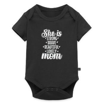 Elle est forte, courageuse, belle, charmante, maman - Body à manches courtes Premium Bébé - noir - Devant