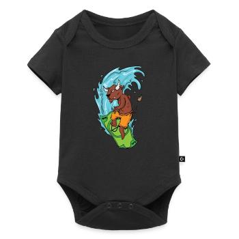 Bull surfing on a dollar bill - Baby Premium short-sleeve bodysuit - black - Front