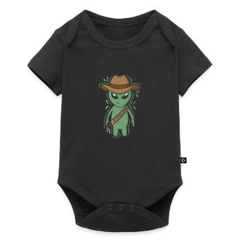 Alien with Cowboy Hat - Baby Premium short-sleeve bodysuit - black - Front