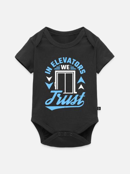 Fahrstuhl Aufzug - Baby Premium Kurzarmbody - Schwarz