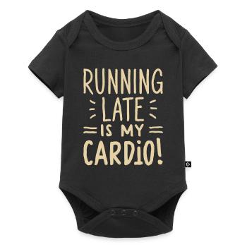 Running Late Is My Cardio Spruch Zitat - Baby Premium Kurzarmbody - Schwarz - Vorne