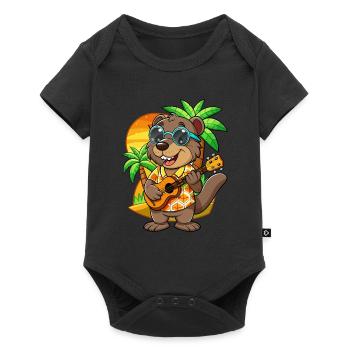 Funny Beaver Cartoon Summer Beach Sunglasses - Baby Premium short-sleeve bodysuit - black - Front