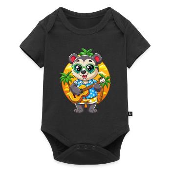 Drôle Panda Dessin Animé Plage D’été Lunettes De Soleil Guitare - Body à manches courtes Premium Bébé - noir - Devant