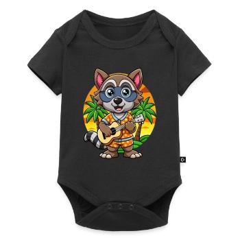 Lustige Waschbär Cartoon Sommer Strand Sonnenbrille - Baby Premium Kurzarmbody - Schwarz - Vorne