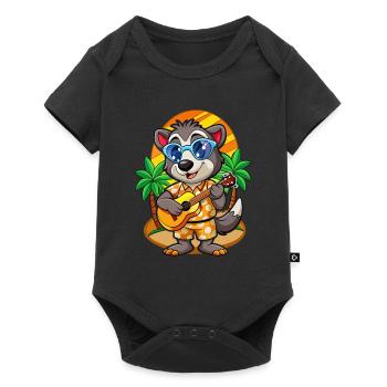 Funny Badger Cartoon Summer Beach Sunglasses - Baby Premium short-sleeve bodysuit - black - Front
