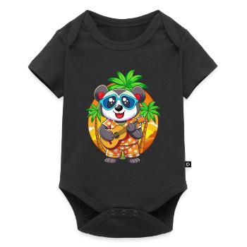 Drôle Panda Dessin Animé Plage D’été Lunettes De Soleil Guitare - Body à manches courtes Premium Bébé - noir - Devant