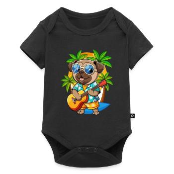 Funny Pug Dog Summer Beach Sunglasses Hawaiian - Baby Premium short-sleeve bodysuit - black - Front