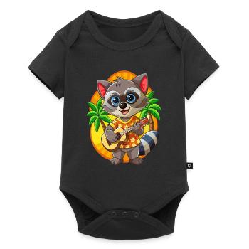 Funny Raccoon Summer Beach Sunglasses Hawaiian - Baby Premium short-sleeve bodysuit - black - Front