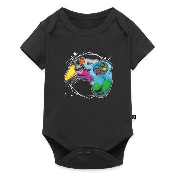 Gamer Gaming Aquarell Gaming Controller - Baby Premium Kurzarmbody - Schwarz - Vorne