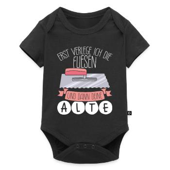 Master tiler plate layer notched trowel - Baby Premium short-sleeve bodysuit - black - Front