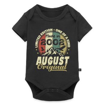 August 2002 Jahrgang 2002 August Geburtstagsgeschenk - Baby Premium Kurzarmbody - Schwarz - Vorne