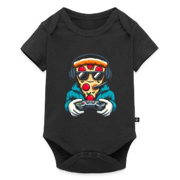 Gamer Gaming Pizza Gaming Controller - Baby Premium short-sleeve bodysuit - black - Front