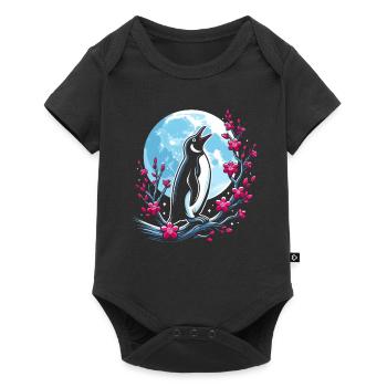 Pinguin Japan Cherry Blossom Moon - Baby Premium Kurzarmbody - Schwarz - Vorne