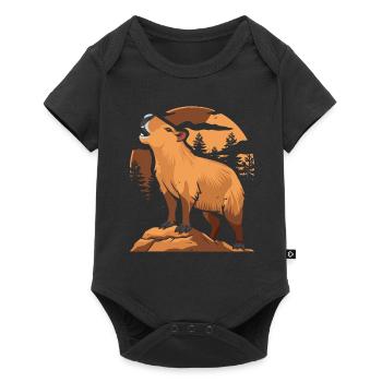 Capybara Wasserschwein Moon Howling - Baby Premium Kurzarmbody - Schwarz - Vorne