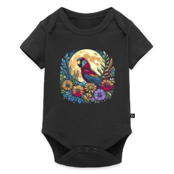 Parrot Wild Flowers Floral Moon - Baby Premium short-sleeve bodysuit - black - Front