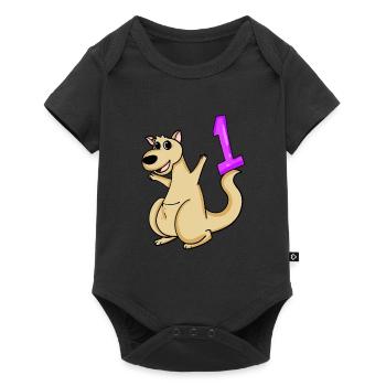 1 an - Inscription à l’école - Motif kangourou - Numéro 1 - Body à manches courtes Premium Bébé - noir - Devant