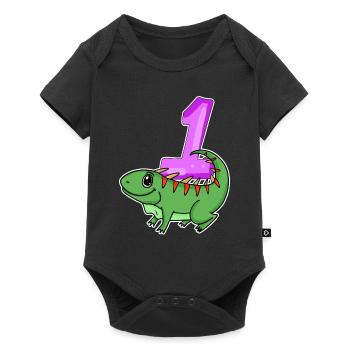 1 an - Inscription à l’école - Motif Iguane - Numéro 1 - Body à manches courtes Premium Bébé - noir - Devant