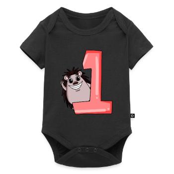 1 an - inscription à l’école - motif hérisson - numéro 1 - Body à manches courtes Premium Bébé - noir - Devant