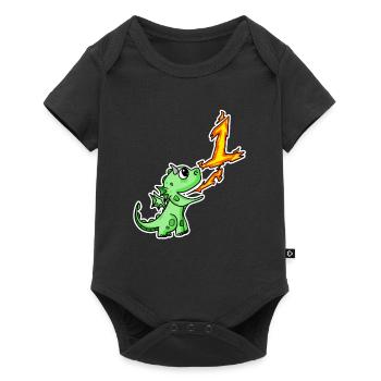 1 an - Inscription à l’école - Motif Dragon - Numéro 1 - Body à manches courtes Premium Bébé - noir - Devant