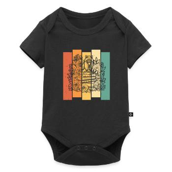 Raccoon Flower Book Reader Floral Cottagecore - Baby Premium short-sleeve bodysuit - black - Front