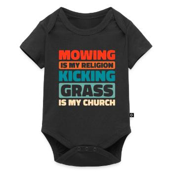Lawn mower mowing - Baby Premium short-sleeve bodysuit - black - Front