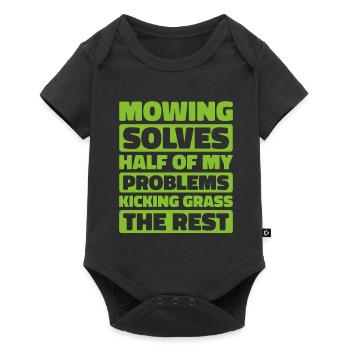 Lawn mower mowing - Baby Premium short-sleeve bodysuit - black - Front