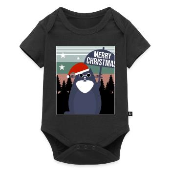 Merry Christmas Cat - Baby Premium short-sleeve bodysuit - black - Front