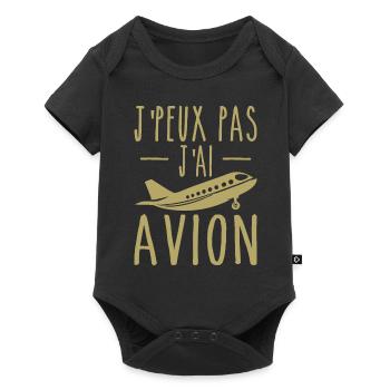 Je peux pas j'ai avion humour aviation Cadeau - Body à manches courtes Premium Bébé - noir - Devant