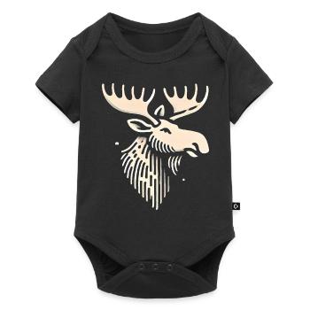 Majestic Moose Head Illustration - Baby Premium short-sleeve bodysuit - black - Front