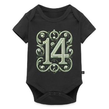Elegant Ornate Number 14 Design - Baby Premium short-sleeve bodysuit - black - Front