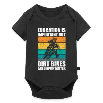 Bildung ist wichtig, aber Dirtbikes wichtiger - Baby Premium Kurzarmbody - Schwarz - Vorne
