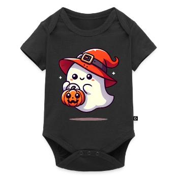 Adorable fantôme avec chapeau de sorcière - Body à manches courtes Premium Bébé - noir - Devant