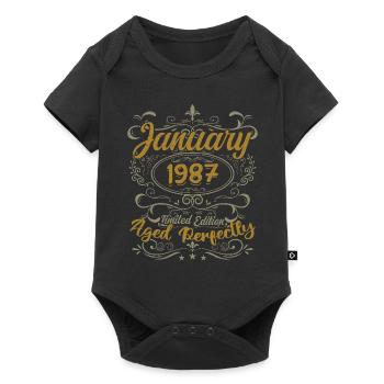Janvier Cadeau D'anniversaire Nées En Janvier 1987 - Body à manches courtes Premium Bébé - noir - Devant