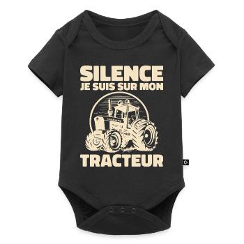 Silence I'm On My Tractor - Tractor Humor - Baby Premium short-sleeve bodysuit - black - Front