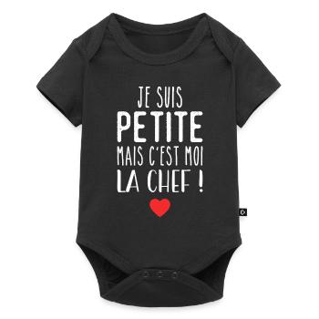Je suis petite mais c'est moi la chef - Body à manches courtes Premium Bébé - noir - Devant