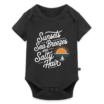Sunsets, Sea Breezes & Salty Hair | Beach & Urlau - Baby Premium short-sleeve bodysuit - black - Front