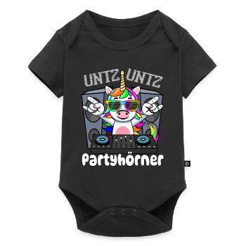 DJ Einhorn - Untz Untz Party Horns - Techno, Rave - Body à manches courtes Premium Bébé - noir - Devant