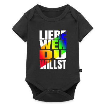 Liebe wen du willst LGBTQ+ PrideRegenbogen - Baby Premium Kurzarmbody - Schwarz - Vorne